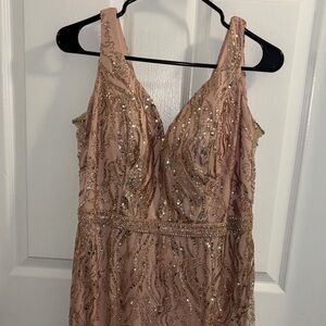 Elegant Sequin Embellished Pink Dress